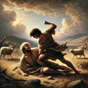 8. А Каин каза на брат си Авел: Да идем на полето. И когато бяха на полето, Каин се надигна срещу брат си Авел и го уби.