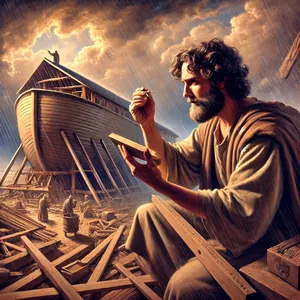 16. Направи прозорец на ковчега и го завърши на лакът отгоре; а вратата на ковчега да сложиш на страната му; направи го с долен, втори и трети етаж.