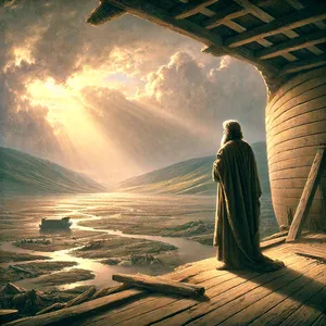 13. В шестстотин и първата година, на първия ден от първия месец, водите се изсушиха от земята. Тогава Ной сне покрива на ковчега и видя, че повърхността на земята беше суха.