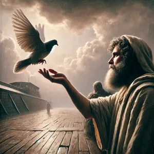 9. Но гълъбът не намери къде да си отпусне крака, и се върна при него в ковчега, защото водите бяха още по цялата земя. И той простря ръка и го взе, и го прибра при себе си в ковчега.